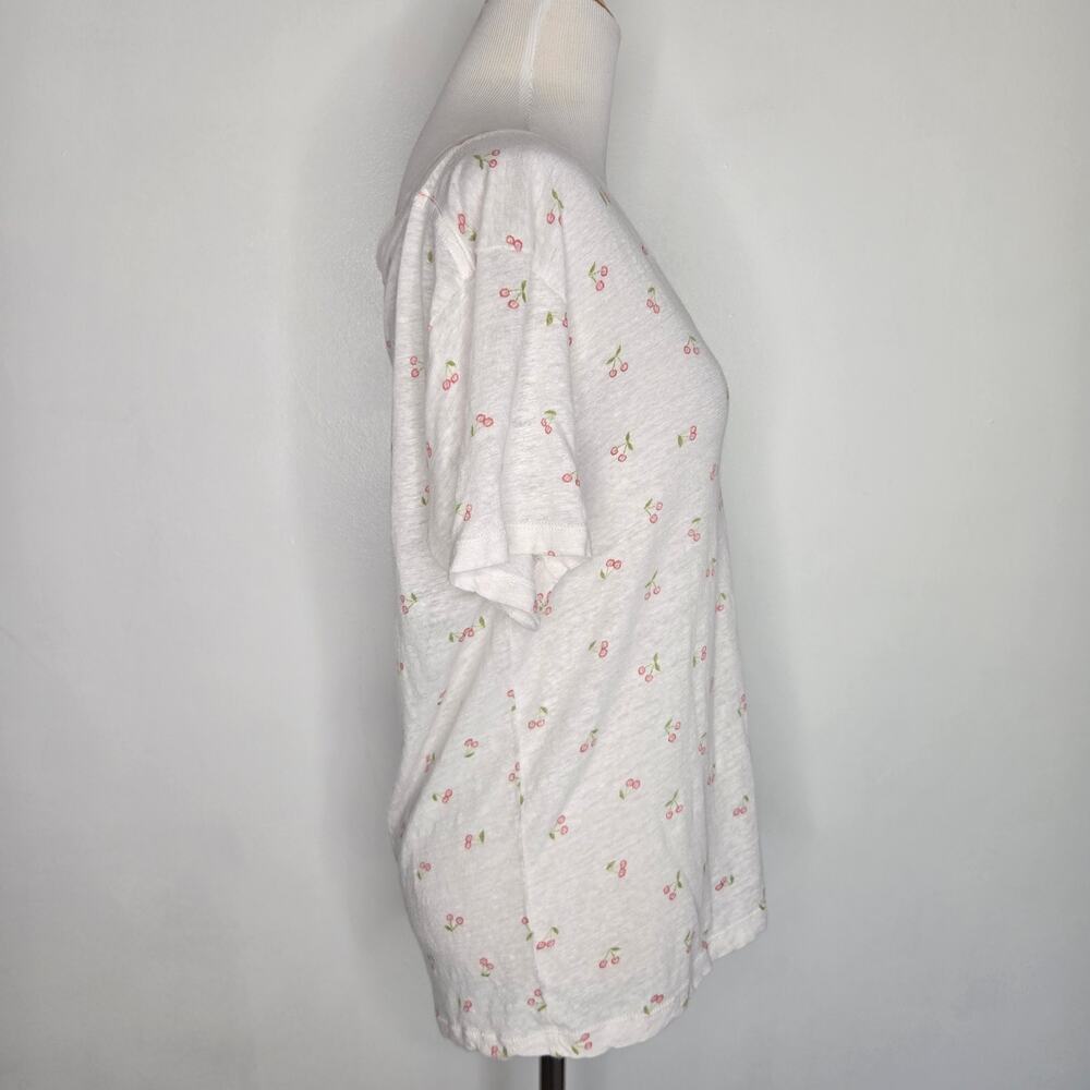 Rails Women Cherry Print Linen Tee Cara Lightweight Summer Fruit Novelty Large - Picture 3 of 13